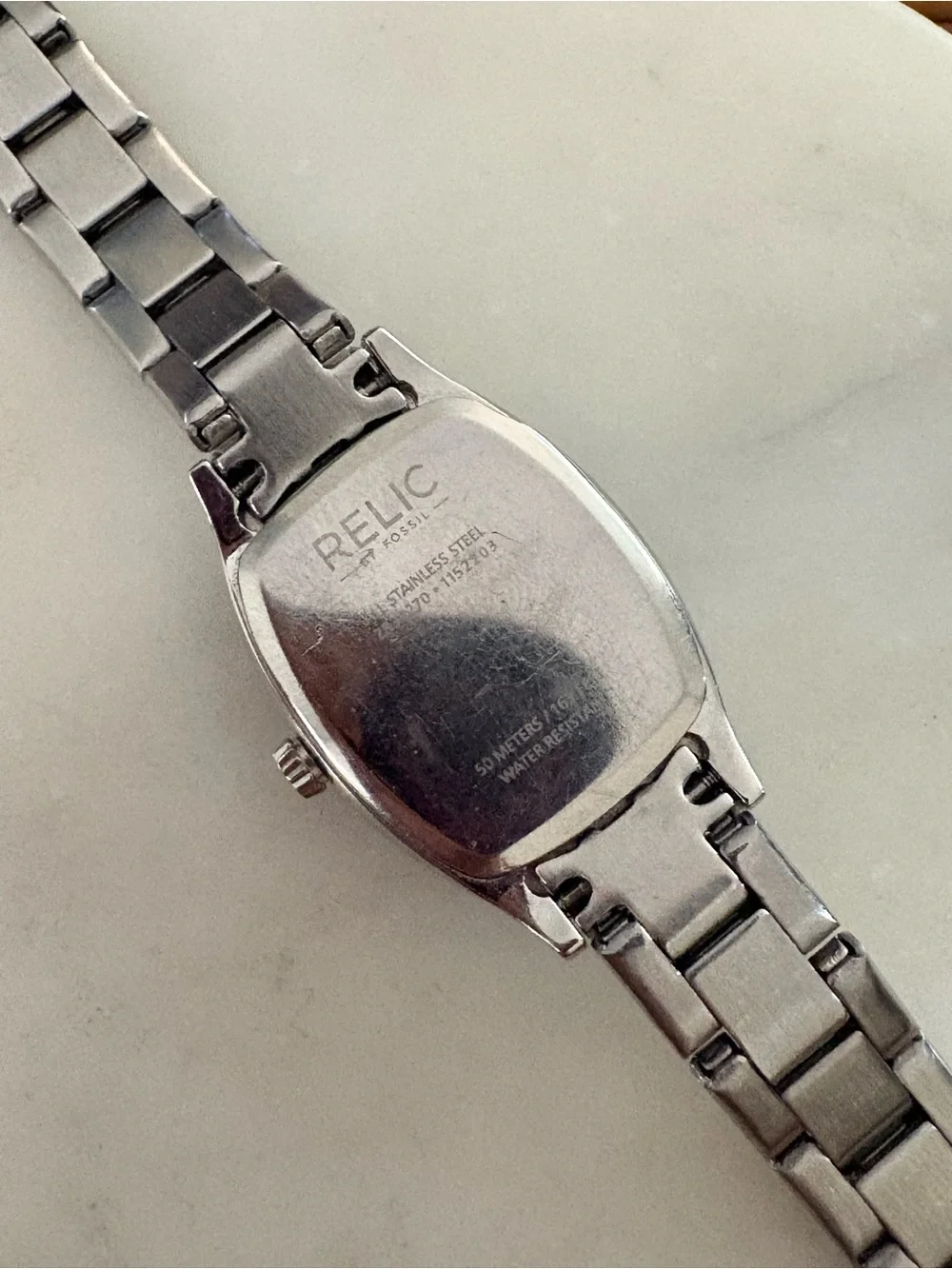 Relic Silver-Tone Women's Bracelet Watch with White Dial Needs Battery
